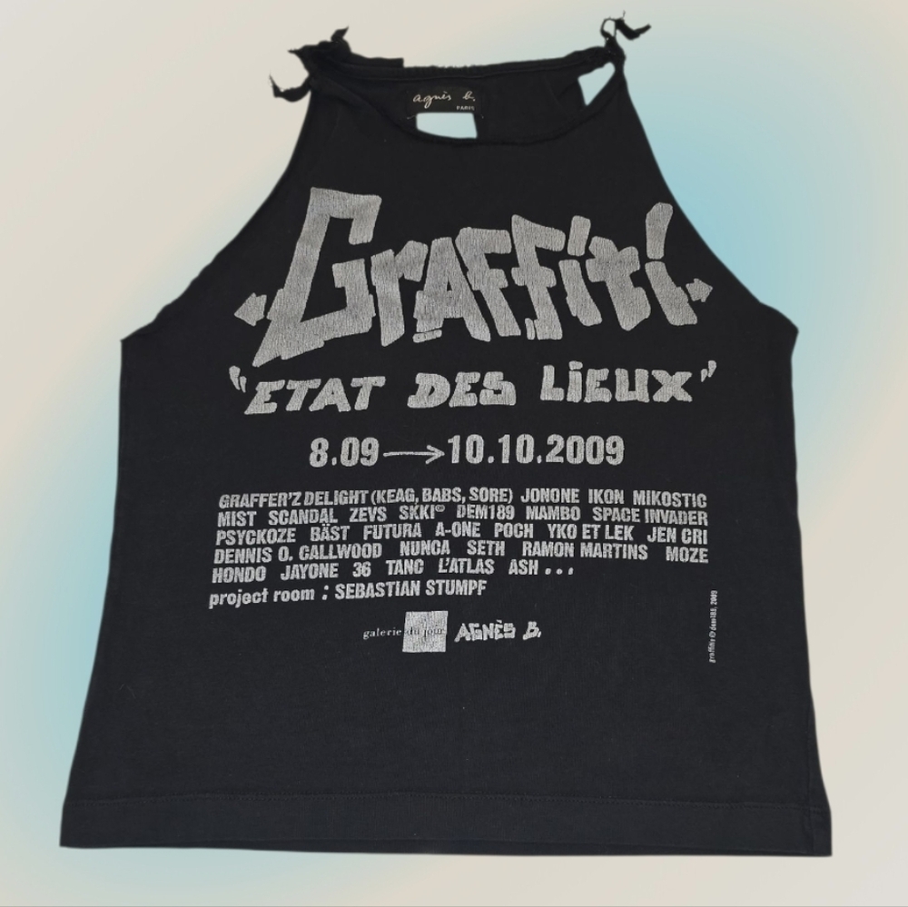 Distressed Black Graffiti Band Tank Top